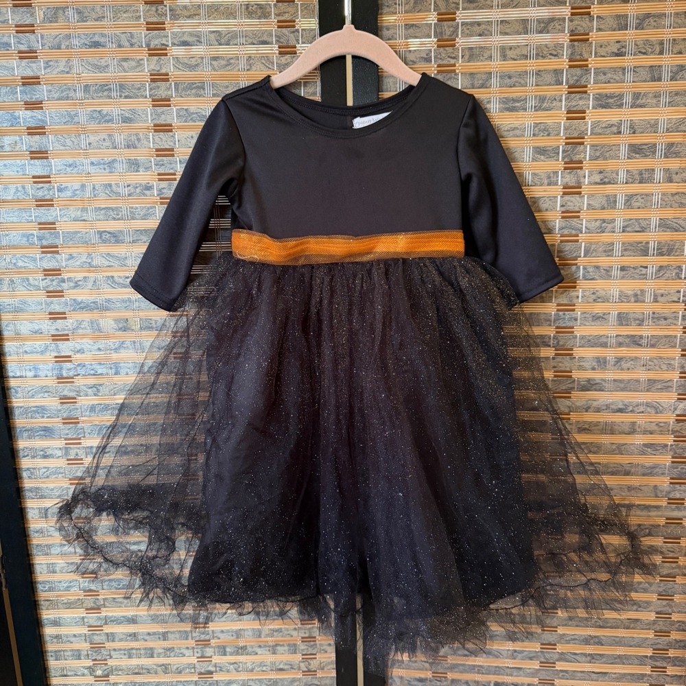 Pottery Barn Kids Tutu Dress Toddler 12-24M Black-cat Glitter Tulle Halloween